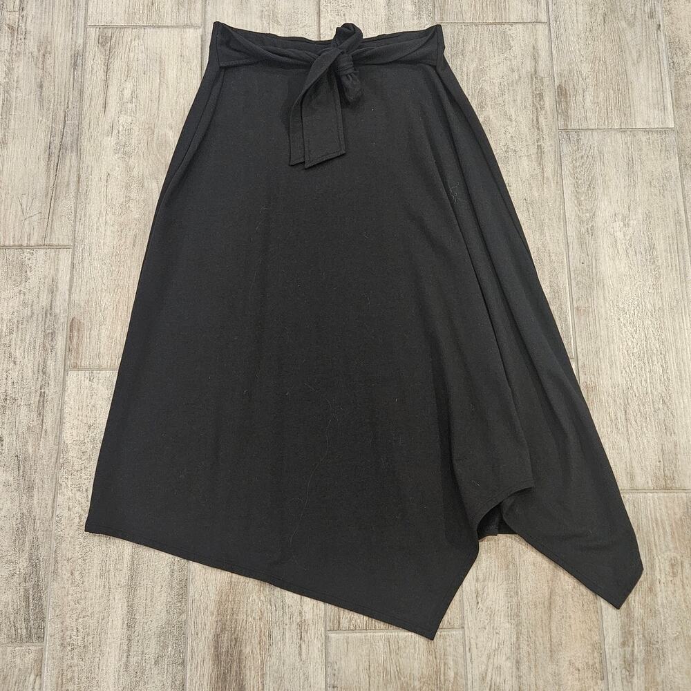 Pure Jill Skirt Womens Size‎ S Black Bow Tie Waist Asymmetrical Hem Knee Length